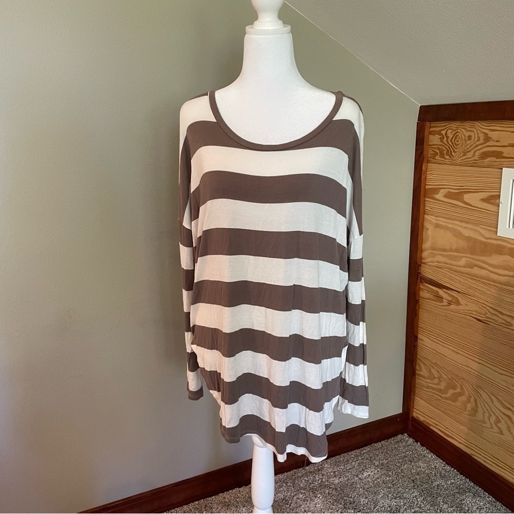 Fascination Oversized Striped Long Sleeve Tunic Top Small